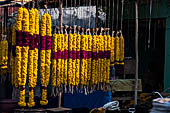 Garlands of flowers sold in old Thanjavur - Tamil Nadu. 